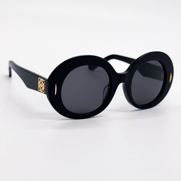 NEW LW40146F 01A LOEWE WOMEN ROUND BLACK LOEWE SUNGLASSES - Picture 1 of 11